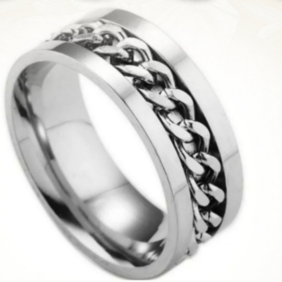 Rotating Stainless Steel Chain link Ring sz 10 - Picture 1 of 3